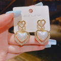 2024 New Fashion Contracted Heart Pearl Fine Earrings Joker Sweet Elegant Temperament Women Drop Earrings Wedding Jewrelry Gift. 