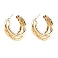 Earings for girls stylish -Thick Tri  hoop Tube Gold Color Hoops Earrings elegant  for party wear. 