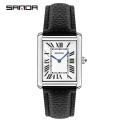Sanda Rectangular Wrist Watches for Women Men Watches Luxury Brand Leather Quartz Clock zegarek damski 1108. 