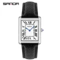 Sanda Rectangular Wrist Watches for Women Men Watches Luxury Brand Leather Quartz Clock zegarek damski 1108. 