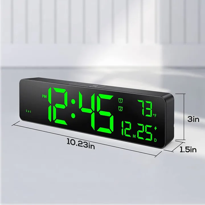 Digital%20Wall%20Clock,LED%20Large%20Digits%20Display,Dual%20Alarm%20Clock,Green%20-%20Image%205