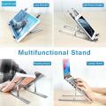 BRAINZONE GADGET  Aluminum PLASTIC Adjustable Laptop Stand, Portable Laptop Riser, Aluminum Laptop Stand for Desk Foldable, Ergonomic Computer Notebook Stand Holder for MacBook Air Pro, Dell XPS, HP (10-17.3'') - Silver. 
