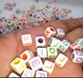 Pack of 100 Pcs, Mix Alphabet Loose Spacer,   Square Multicolor Acrylic Beads for DIY, Jewellery making and arts and crafts.. 