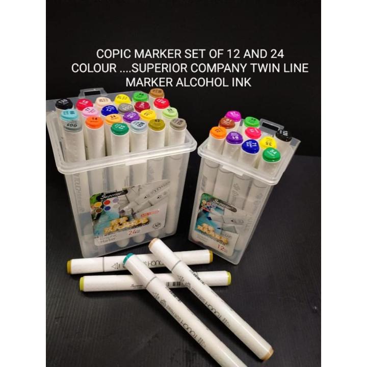 Set of 12 and 24 Superior Touch Copic twin art sketch double headed  Art marker Permanent marker sketching marker graphic marker MS-888