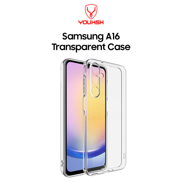 Youksh Samsung Galaxy A16 Transparent Case - Samsung Galaxy A16 Jelly Back Cover - Samsung A16 Camera Protection Pouch - Transparent Samsung A16 Series.