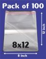 Pack / Bundle of 100 (8 x 12 Inch) Clear Resealable Cloths or Anything Packing/ Poly Transparent Plastic Bags For Storage Self Adhesive Polythene Peel + Seal Bags For Packing / Celo Bag. 