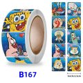 New Cartoon Cute Spongebob Tape Stickers Creative Ins Decorative Sealing Stickers Card Wall Stickers Roll Stickers 500 PiecesBasketball. 