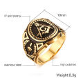 2019 Hot Vintage 316L Stainless Steel Men Ring Gold Free Mason Freemasonry Masonic Male Retro Punk Black Brand Ring Jewelry. 