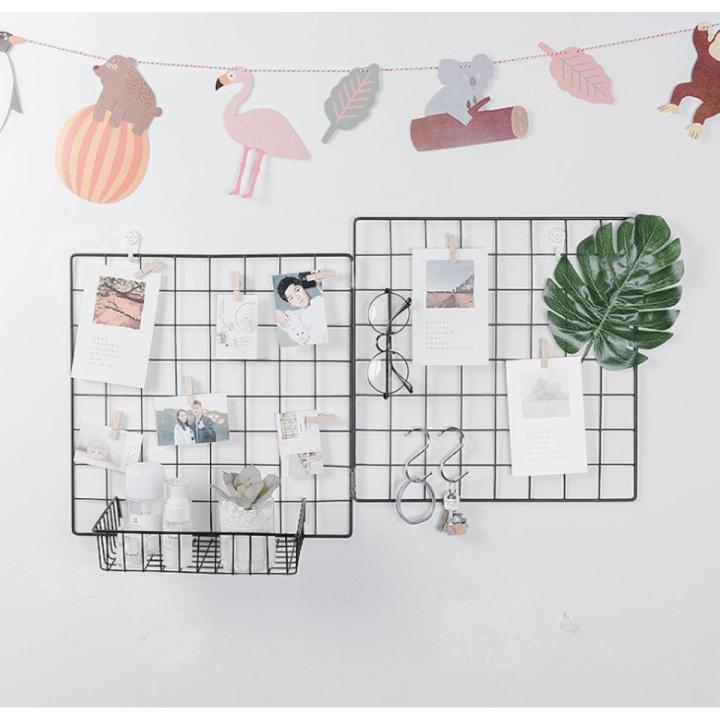 Wire Hanging Wall Grid - Black - Home Decor - Office Storage and Organizer - Polaroid Photogrid - Plant Hanging - Minimalistic Aesthetic - Desk Decorations | Hanging Hooks Included