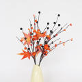 Pistil (Stone Powder) Halloween Pumpkin Maple Leaf Arrangement Eco-Friendly Wire Rod Pumpkin (Foam) Black Orange Berries. 