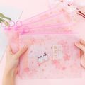 Kawaii Rabbit Heart Transparent School Pencil Case For Girls Office Student Pencil-Cases Storage Bag Box Stationery Supplies. 