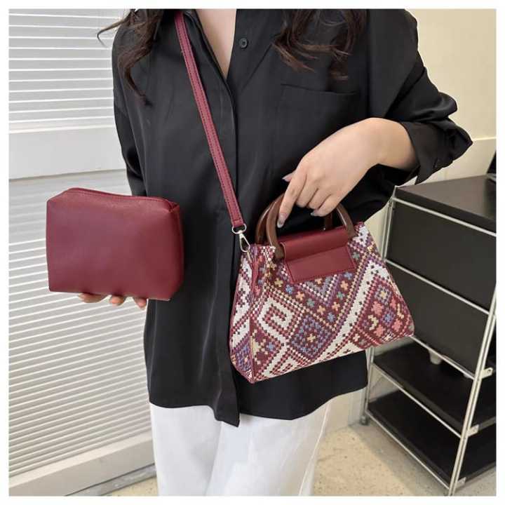 2 Pc Women's Ethnic Style Tassel Khaadi Crossbody Bags