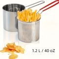 1pc Stainless Steel Deep Fryer Pot with Strainer Basket - 1.2L Mini Fryer for Tempura, Chips, Fries, Fish, Chicken - Anti-Scalding Silicone Handle - Ideal for Home, Parties, BBQs Household Small Frying Pan, Small Frying with Filter. 