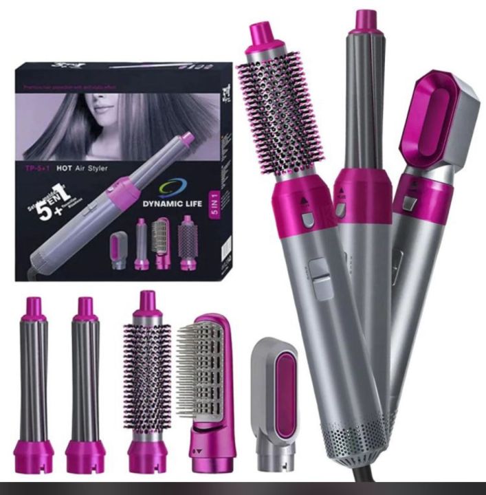 MS - 5 in 1 Hair Dryer Multi-Head Hot Air Comb and Curler