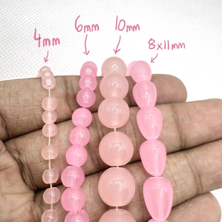 Pink Glass Beads Marble Beads for Jewelry Making 4mm 6mm 8mm