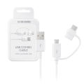 Samsung USB Combo Cable - Length 150 Cm - Fast Charging Supported - Type C & Micro USB - Data Cable - Model EP-DG930 - White. 