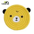 Coaster Anti-skid Cartoon Bear Hand-Woven Cotton Rope Placemat. 