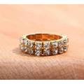 Elastic Stering Golden single Row CZ Crystal toe ring. 