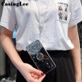Casinglee for OPPO F19 case Shiny Ring Glitter Soft Transparent Holder Stand Back cover with String for OPPO F19 Phone cases cover Stars Moon Girls. 
