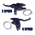 1 Pair Mountain Bike Gear Shifter Bicycle 3x8 Speed Shifter with Brake Cable MTB cycle Brake Lever Shifter Set, 3 Speed (Left Side) & 8 Speed (Right Side). 