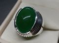 Yemeni Natural Sabz Aqeeq Mens Ring Sterling Silver 925 Green Agate Ring Handmade Green Carnelian Ring Chandi Ring Sabaz Akik Ring Hakik Ring Aqiq Ring. 