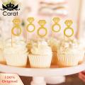 Carat Ring Cake Toppers Glitter Wedding Ring Cupcake Toppers for Bridal Shower Engagement Party Decorations Valentine's Day Cake Picks Bridal Shower Cake Toppers. 
