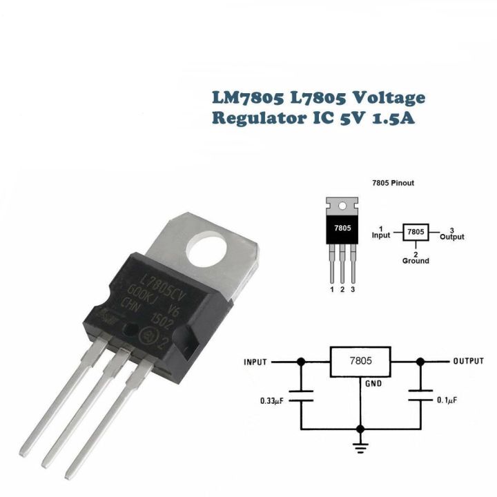 LM7805 L7805 7805 Linear Voltage Regulator IC 5V Positive Voltage Regulator Step Down IC In Pakistan