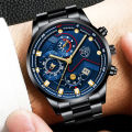DEYROS New Men's Watches Luminous Stainless Steel Quartz Watches Men's Fashion Business Calendar Watches. 