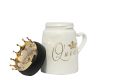 White Queen Crown Luxury Elite Design Mug With Crown Lid Ceramic Coffee Cup. 