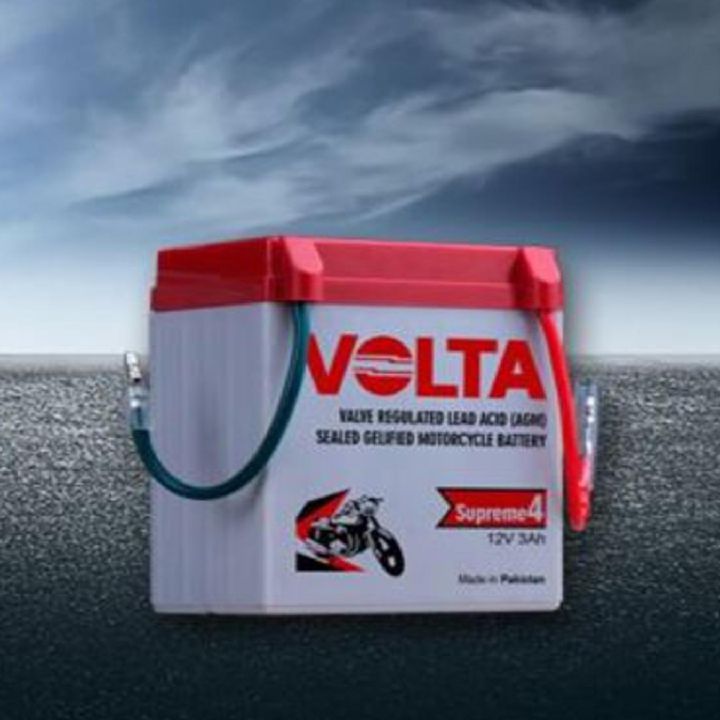 Supreme 4 Volta 12V 3AH Motorcycle battery for CD70, CD100, and for Honda Chinese bikes | available at Best Prices in Pakistan