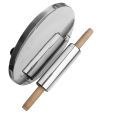 Stainless Steel Chakla Belna With Wooden Grip and Stainless Steel Stand | Kitchen Accessory for Round Roti. 
