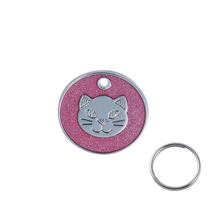 Round Metal Dog Cat Collar Name Tag Engraving ID Owner Address Key Ring Pendant