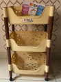 Multipurpose RackTwo and Three-tier Kitchen Rack with storage box vegetable & fruit rack storage rack 2 Layer and 3 laye Rack -Layer-Plastic 4 360 Degree Wheels 3 Story Storage trolly Portable Kitchen Home Multipurpose Good Quality Plastic - Random Colors. 