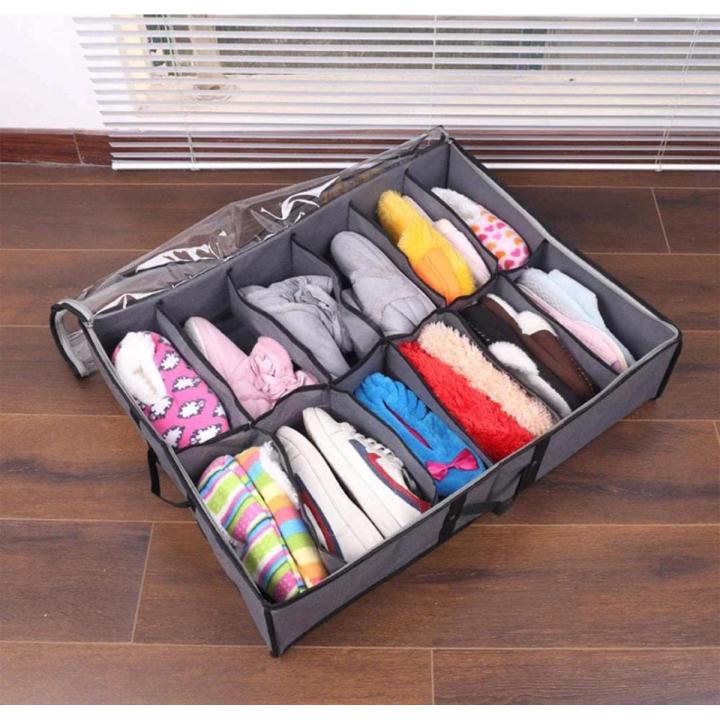 Dust-Proof 12 Grids Non-Woven Shoes Storage Bag