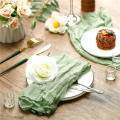 Wrinkled Dinner Napkins Table Napkins Decorative Cloth Napkins (Green, 12 Packs). 