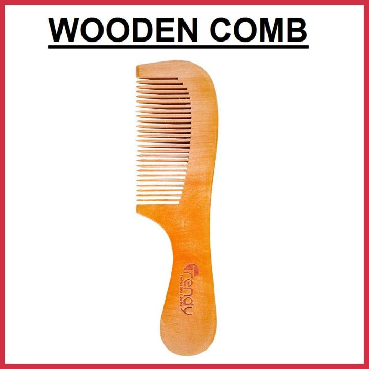 Hair Wooden Comb With Handle | Natural  Peach Handle Wood Comb | 100% Organic Wooden Hair Brush