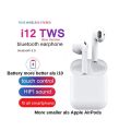 i12 tws Wireless Twins Bluetooth Earbuds Original I12 Airpods_ Headset with Silicon Cover&Hook BluetoothV5.0 Earphone Touch Sensor True Stereo 10m Transmission Built in Mic Earbuds with Charging Case Sport Headset for all Bluetooth Smart devices etc-White. 