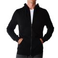 Plain Black Front Zip Up Hoodie Winter Basic Plain Black Zipper Hoodie For Men. 