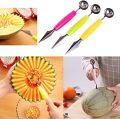 2 in 1 Melon Baller Scoop, Stainless Steel Fruit Carving Knife Ice Cream Scooper Kitchen Tool for DIY Fruit Salads and Desserts. 