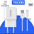 Original Techno 18W Fast Charger Adapter with USB to Micro USB Cable – Quick Charge Power Adapter for Techno Spark, Camon & Pova Series – Durable Mobile Charger. 