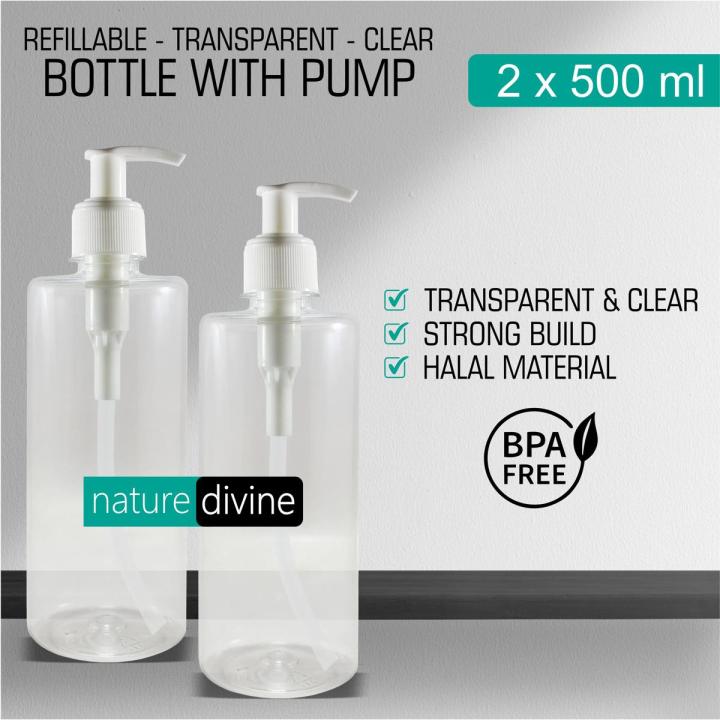 Shell Refillble Image Pack of 2 x 500 ml Nature Divine Hard Shell Transparent Refillable ...