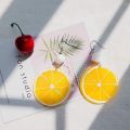 ARELENE Summer Resin Lemon Orange Slice Drop Earrings Women Acrylic Fruit Jewelry. 