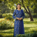 Women’s Unstitched 3 Piece Printed Suit – Design 4108–Kameez Trouser with Net Dupatta. 
