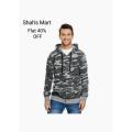 Grey Camouflage Zipper Hoodie For Men's. 