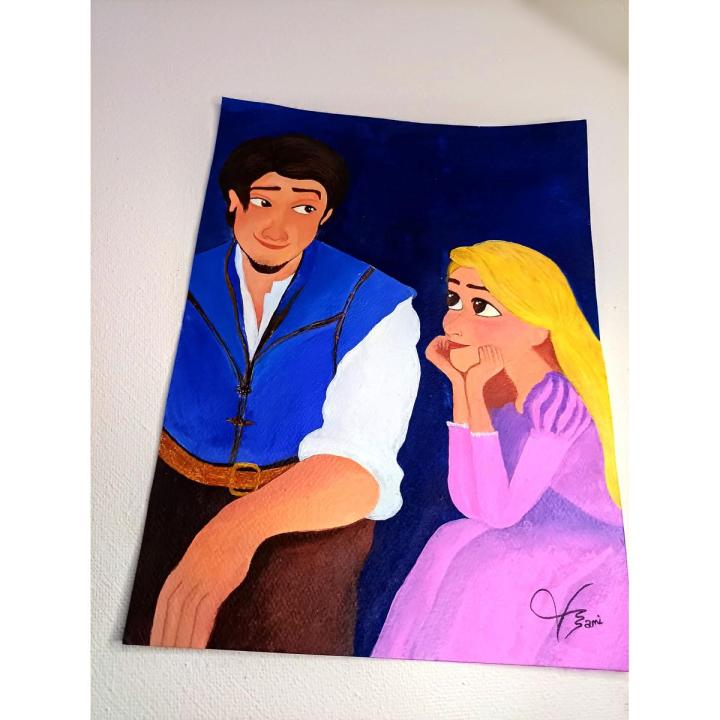 Acrylic Painting of Rapunzel and Eugene Fitzherbert
