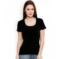 Black Cotton Half Sleeves T Shirt for Girls. 