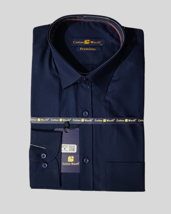 Men Navy Blue Imported Formal Shirt