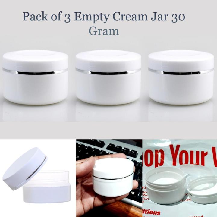 Pack of 3 Empty Cosmetic Containers 30gram Refillable Empty Jar For Cosmetics, Makeup, Lip Balm, Cream Pot Jar