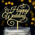 JUST NIKAHFIED / HAPPY WEDDING Acrylic Cake Topper For Wedding Celebration and Decoration Supplies,-(K.S.). 