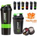 3-in-1 Spider  Protein Shaker Bottle Sports Gym Water Bottle Multi-Purpose Shaker with Extra Supplement and Pill Capsule Storage BPA Free Plastic Easy Grip Leak Proof-500ml. 
